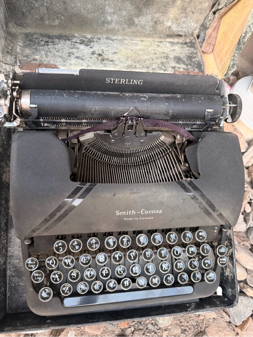 Vintage 1946 Smith Corona Sterling 4A Portable Typewriter w/Case Needs Love